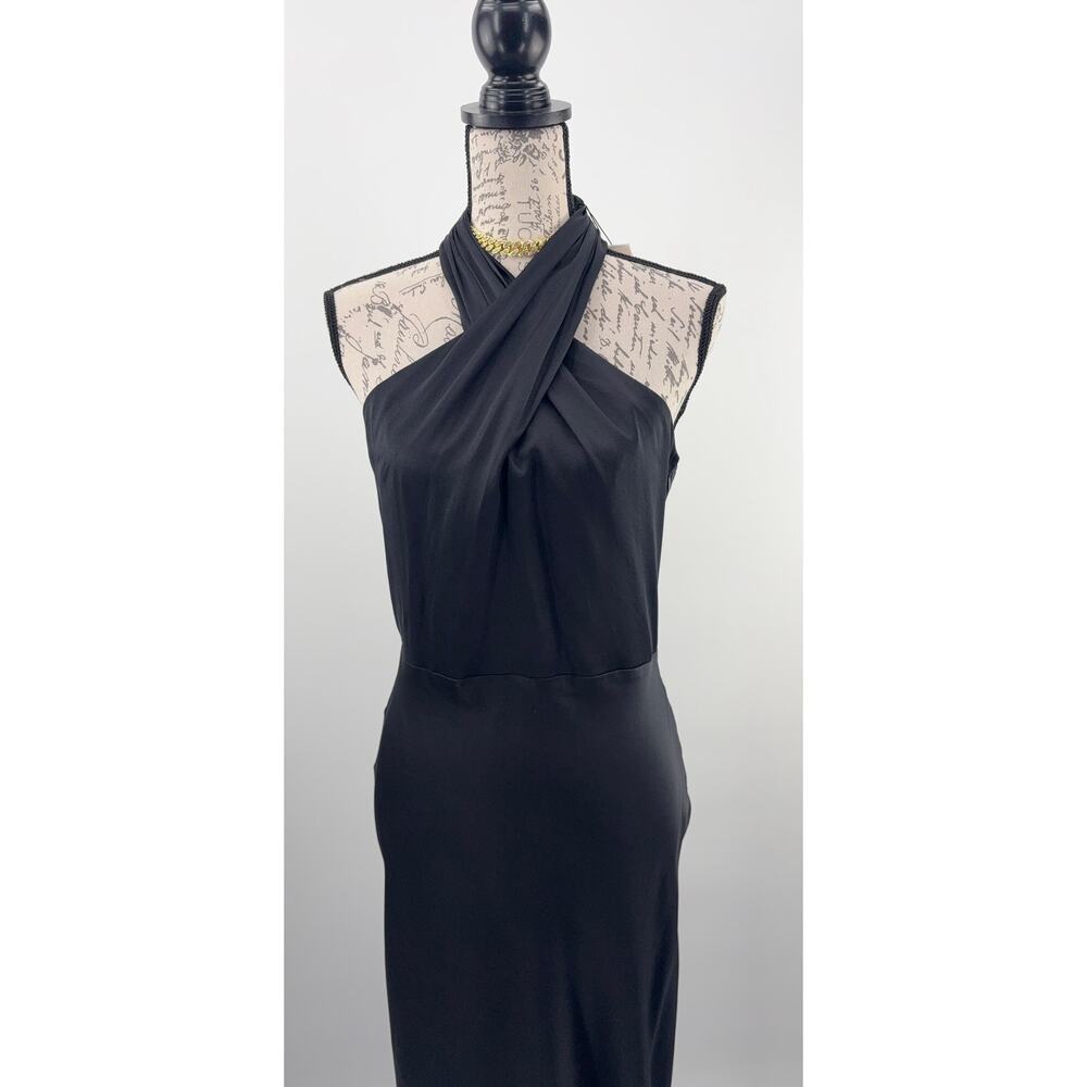 B55 Veronica Beard Alberta Silk Evening Gown Dress 8 Halter Long Wedding Guest - Picture 7 of 13